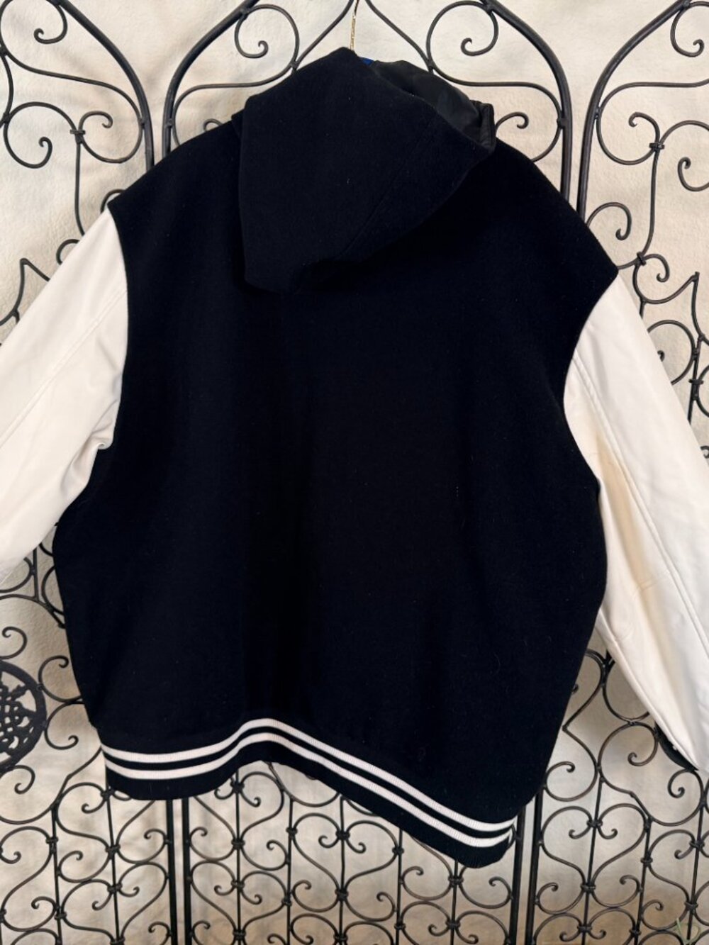 True Religion Men's Black White Varsity Jacket Hooded Button Logo Accents - XL - Picture 8 of 8